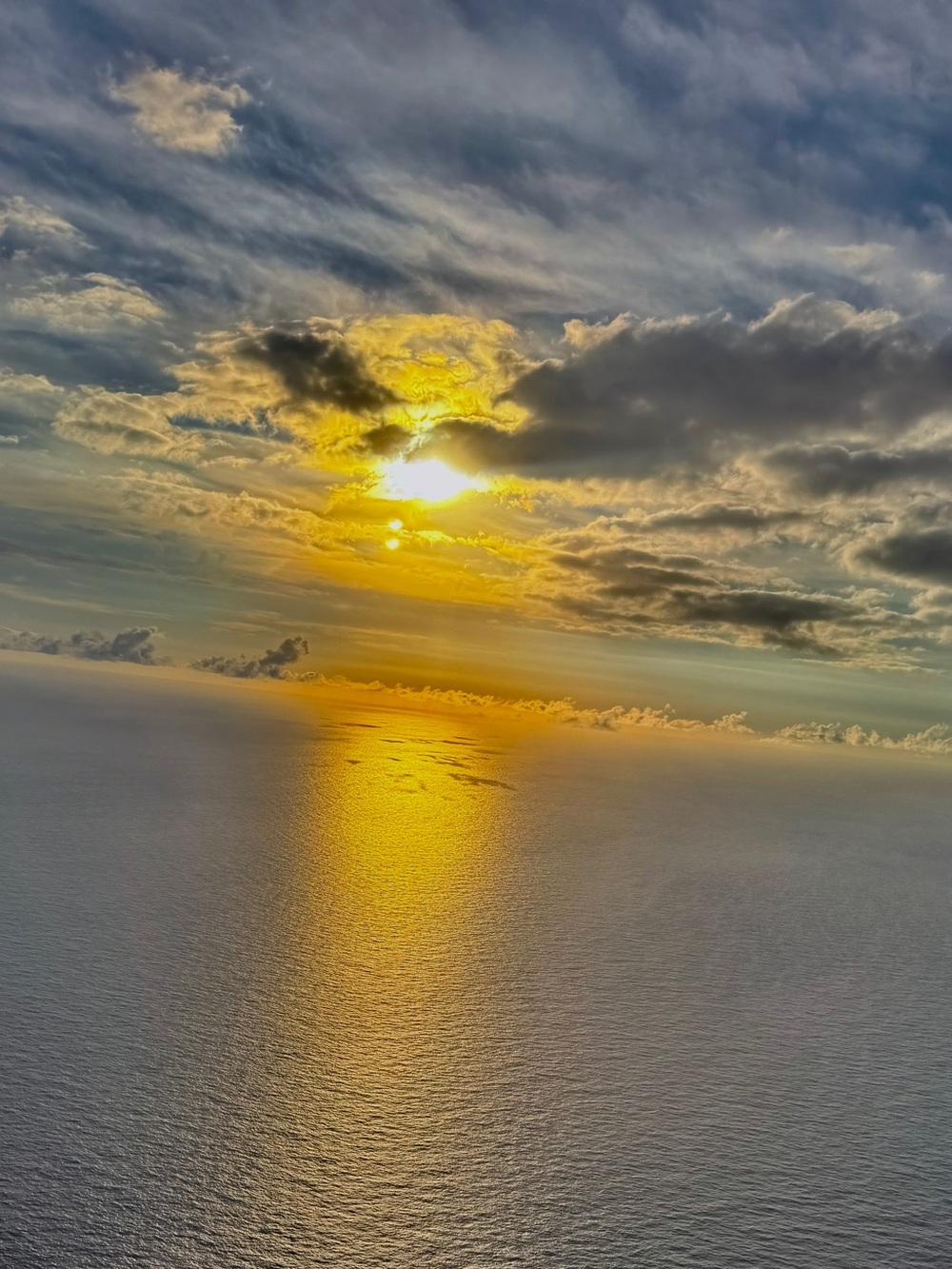 Sunset Aerial Photo Print - Yellow & Gold Ocean Reflection origina